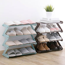 Load image into Gallery viewer, 4 Layers Stainless Steel Assembly Shoe Rack Non-woven Simple Shoe Rack Bookshelf Home Living Room
