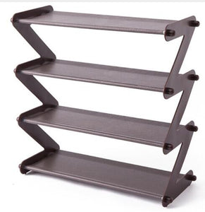 4 Layers Stainless Steel Assembly Shoe Rack Non-woven Simple Shoe Rack Bookshelf Home Living Room
