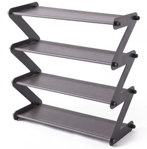 4 Layers Stainless Steel Assembly Shoe Rack Non-woven Simple Shoe Rack Bookshelf Home Living Room